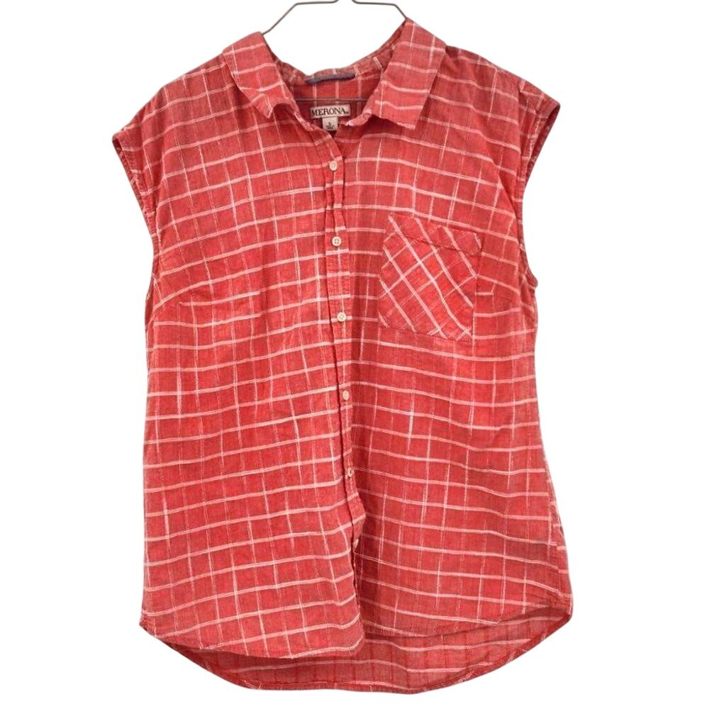 MERONA Sleeveless Button Down Top Womens Size Large L